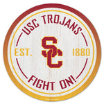 USC Trojans GRADIENT Wood Sign 14" RND