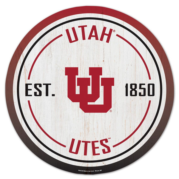 Utah Utes GRADIENT Wood Sign 14" RND
