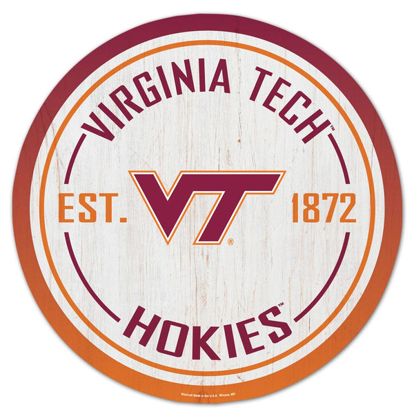 Virginia Tech Hokies GRADIENT Wood Sign 14" RND