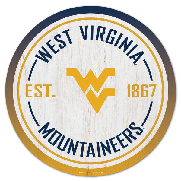 West Virginia Mountaineers GRADIENT Wood Sign 14" RND