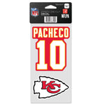 Kansas City Chiefs Perfect Cut Decal Set of two 4"x4" Isiah Pacheco