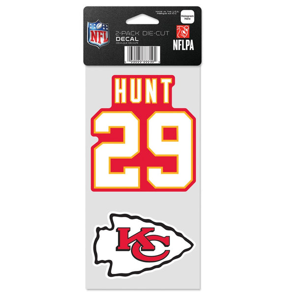 Kansas City Chiefs Perfect Cut Decal Set of two 4"x4" Kareem Hunt