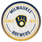 Milwaukee Brewers Wood Sign 14" Rnd