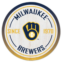 Milwaukee Brewers Wood Sign 14" Rnd