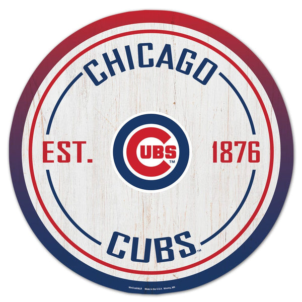 Chicago Cubs Wood Sign 14" Rnd