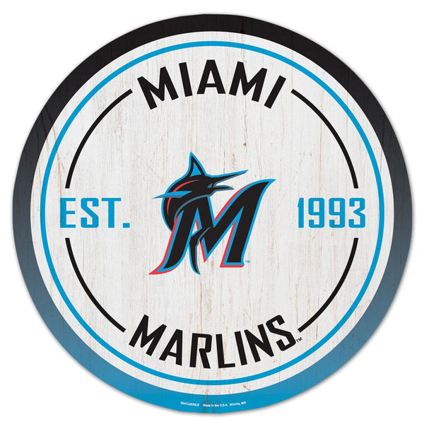 Miami Marlins Wood Sign 14" Rnd