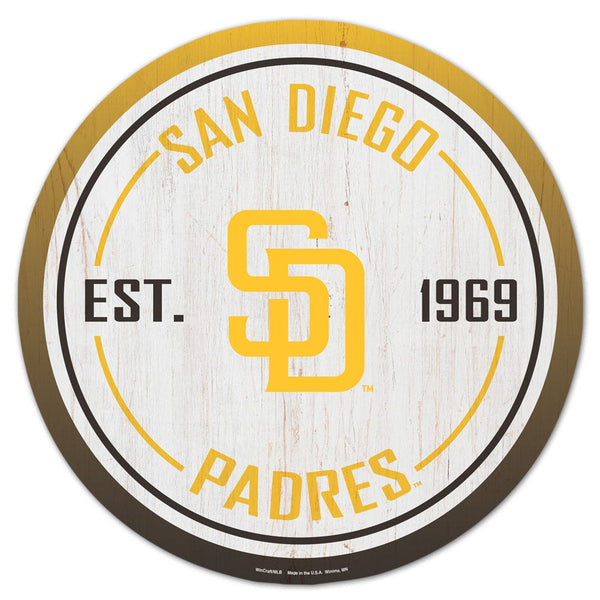 San Diego Padres Wood Sign 14" Rnd