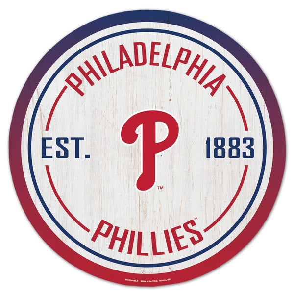 Philadelphia Phillies Wood Sign 14" Rnd