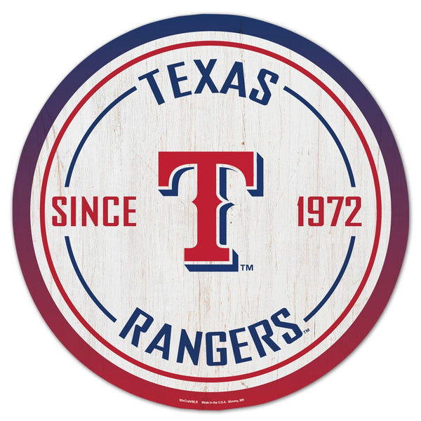 Texas Rangers Wood Sign 14" Rnd