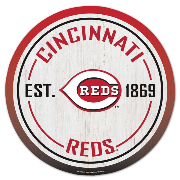 Cincinnati Reds Wood Sign 14" Rnd