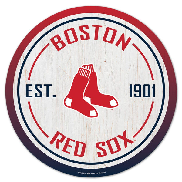 Boston Red Sox Wood Sign 14" Rnd