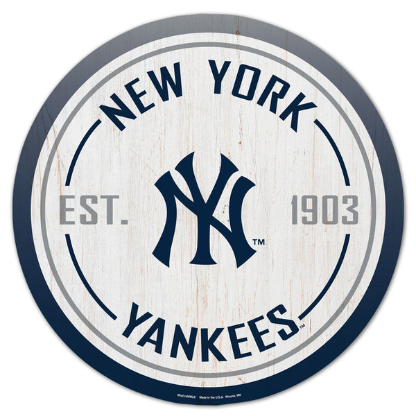 New York Yankees Wood Sign 14" Rnd