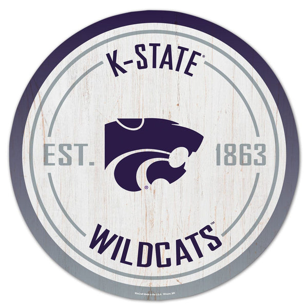 Kansas State Wildcats GRADIENT Wood Sign 14" RND