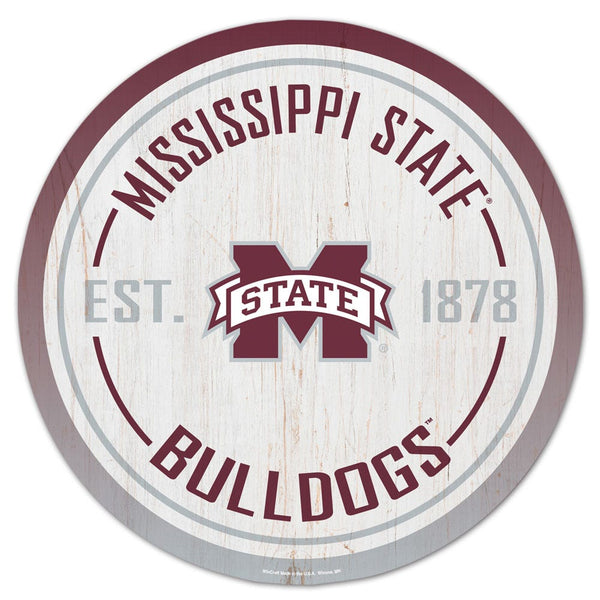 Mississippi State Bulldogs GRADIENT Wood Sign 14" RND