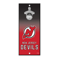 New Jersey Devils Bottle Opener Sign 5x11