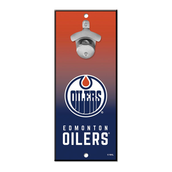 Edmonton Oilers Bottle Opener Sign 5x11