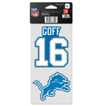 Detroit Lions Perfect Cut Decal Set of two 4"x4" Jared Goff
