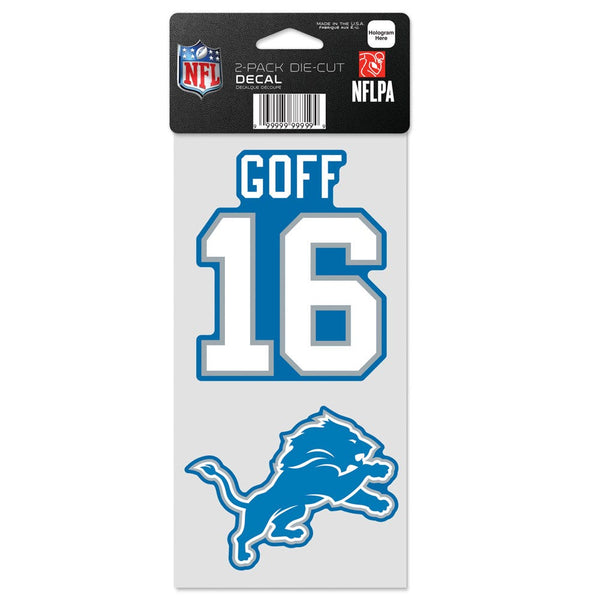 Detroit Lions Perfect Cut Decal Set of two 4"x4" Jared Goff