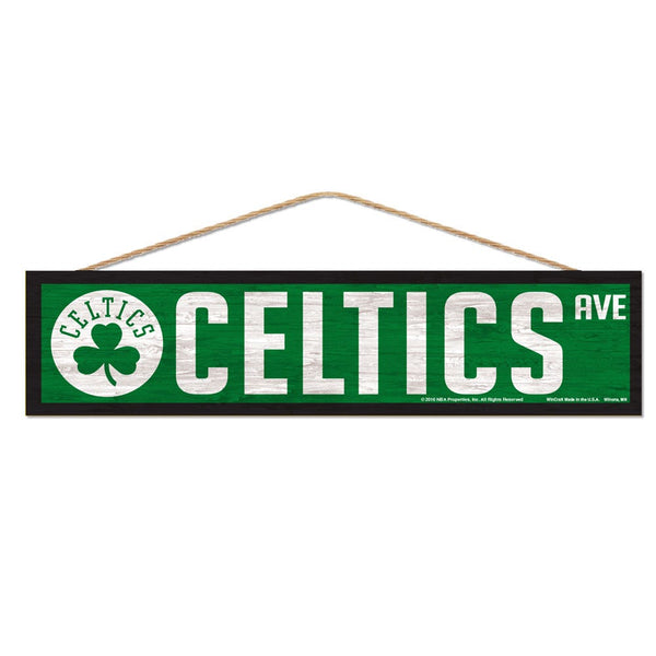 Boston Celtics Wood Sign-with Rope 4" x 17"