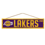 Los Angeles Lakers Wood Sign-with Rope 4" x 17"