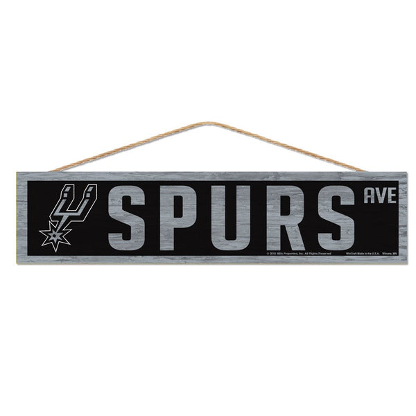 San Antonio Spurs Wood Sign-with Rope 4" x 17"