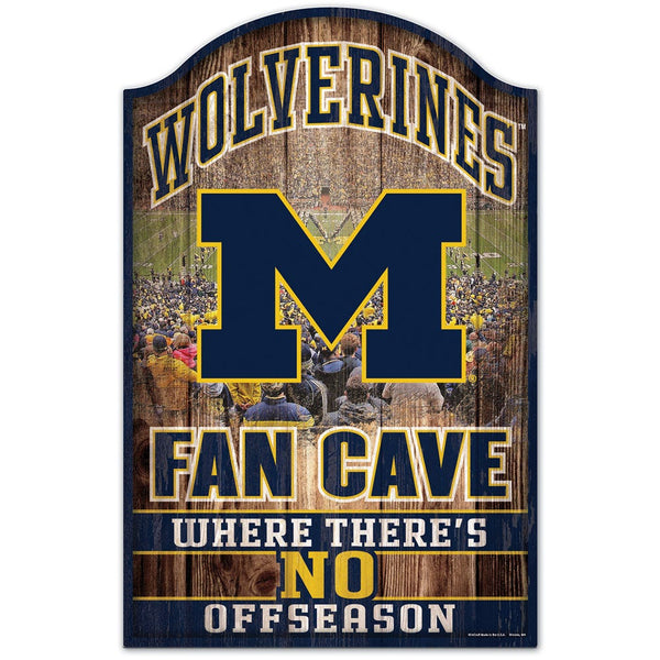 Michigan Wolverines FAN CAVE Wood Sign 11" x 17" 1/4" thick