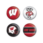 Wholesale-Wisconsin Badgers Button 4 Pack 1 1/4" Rnd