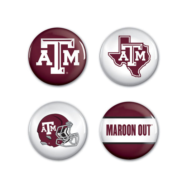 Texas A&M Aggies Button 4 Pack 1 1/4" Rnd