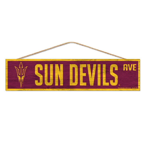 Arizona State Sun Devils Wood Sign-with Rope 4" x 17"