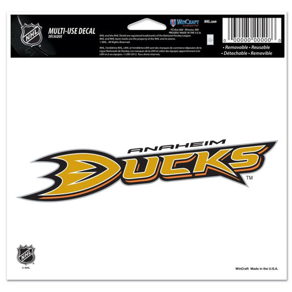 Wholesale-Anaheim Ducks Multi-Use Decal -Clear Bckrgd 5" x 6"