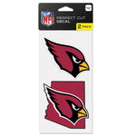 Wholesale-Arizona Cardinals STATE SHAPE Perfect Cut Decal Set of two 4"x4"