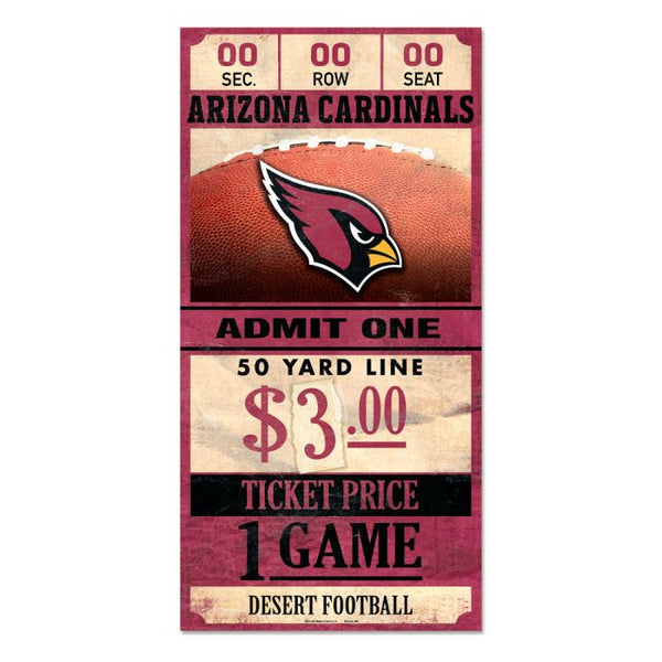 Wholesale-Arizona Cardinals Ticket Wood Sign 6x12 3/8" thick