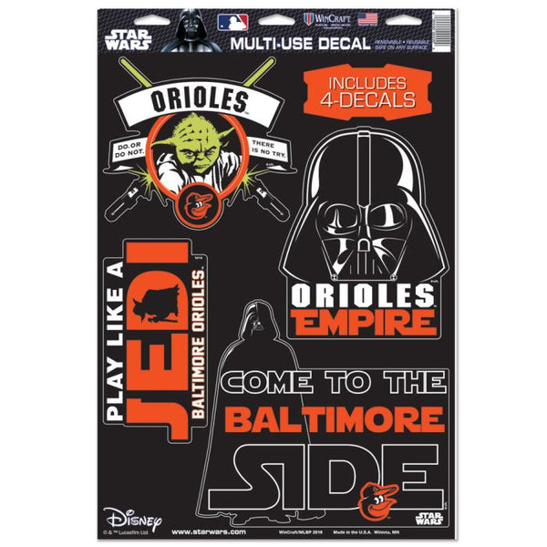 Wholesale-Baltimore Orioles / Star Wars Darth Vader &amp; Yoda Multi-Use Decal 11" x 17"