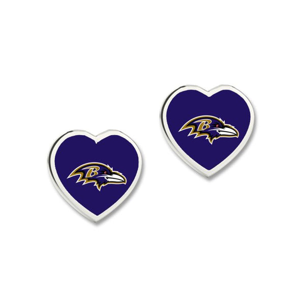 Wholesale-Baltimore Ravens HEART POST Earrings w/3D Heart