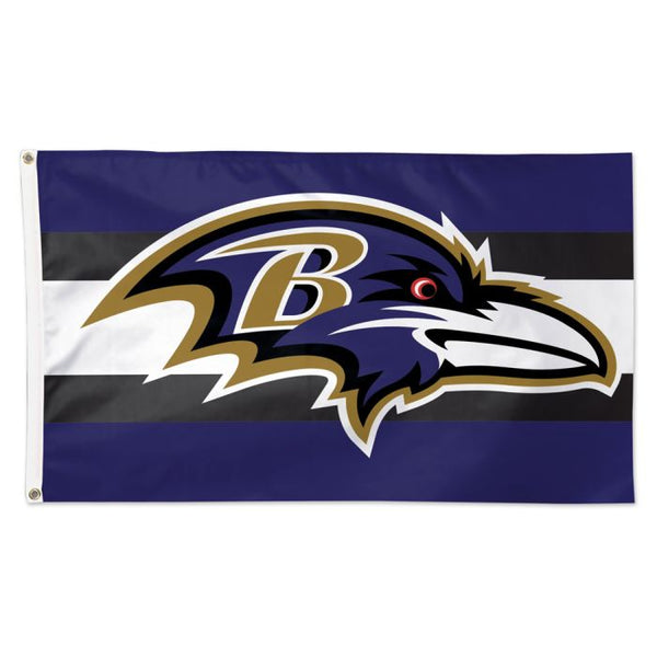 Wholesale-Baltimore Ravens Horiz. Stripes Flag - Deluxe 3' X 5'