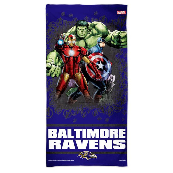 Wholesale-Baltimore Ravens / Marvel (C) 2021 Marvel Spectra Beach Towel 30" x 60"