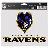 Wholesale-Baltimore Ravens Multi-Use Decal -Clear Bckrgd 5" x 6"