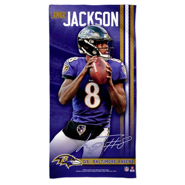 Wholesale-Baltimore Ravens Spectra Beach Towel 30" x 60" Lamar Jackson