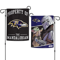 Wholesale-Baltimore Ravens / Star Wars Mandalorian Garden Flags 2 sided 12.5" x 18"