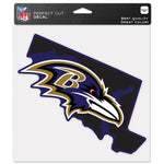 Wholesale-Baltimore Ravens State Shaped Perfect Cut Color Decal 8" x 8"