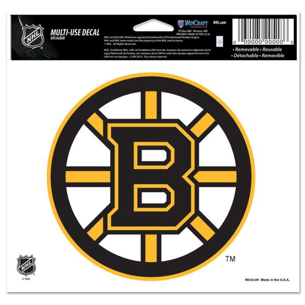 Wholesale-Boston Bruins Multi-Use Decal -Clear Bckrgd 5" x 6"