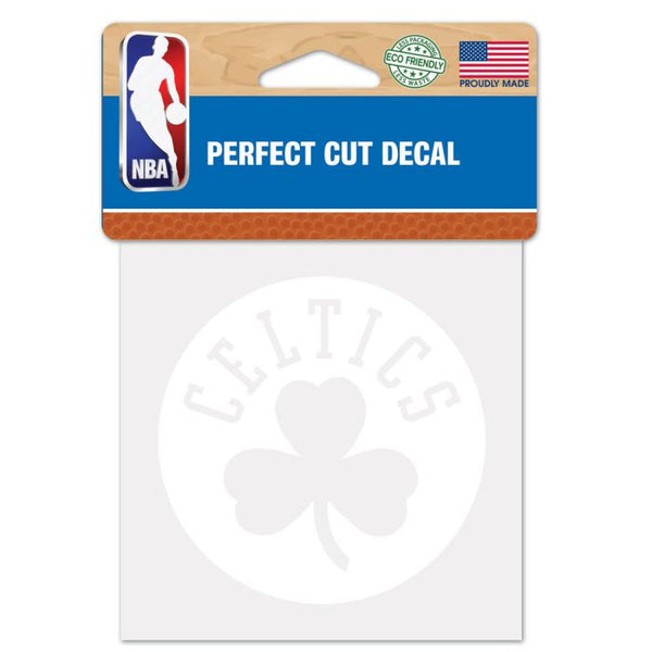 Wholesale-Boston Celtics Perfect Cut White Decal 4" x 4"
