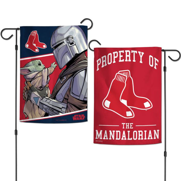 Wholesale-Boston Red Sox / Star Wars Mandalorian Garden Flags 2 sided 12.5" x 18"