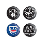 Wholesale-Brooklyn Nets Button 4 Pack 1 1/4" Rnd