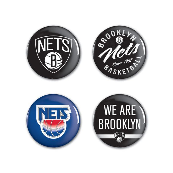 Wholesale-Brooklyn Nets Button 4 Pack 1 1/4" Rnd