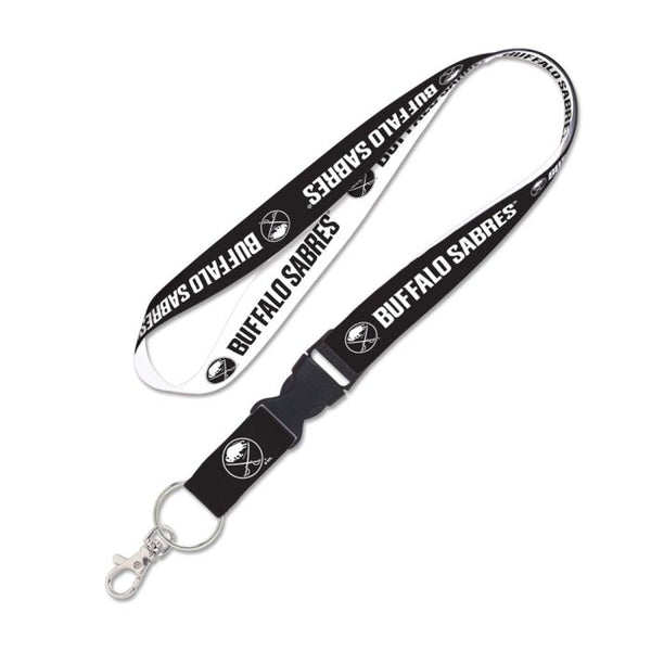 Wholesale-Buffalo Sabres black and white Lanyard w/detachable buckle 1"