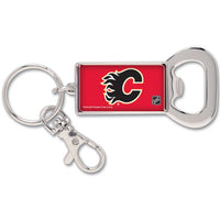 Wholesale-Calgary Flames 3rd Jersey Logo Bottle Opener Key Ring Rectangle