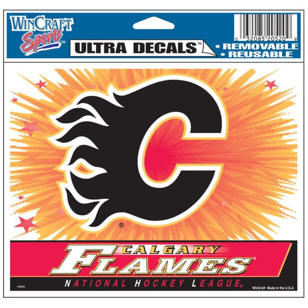 Wholesale-Calgary Flames 3rd Jersey Logo Multi-Use Decal -Clear Bckrgd 5" x 6"