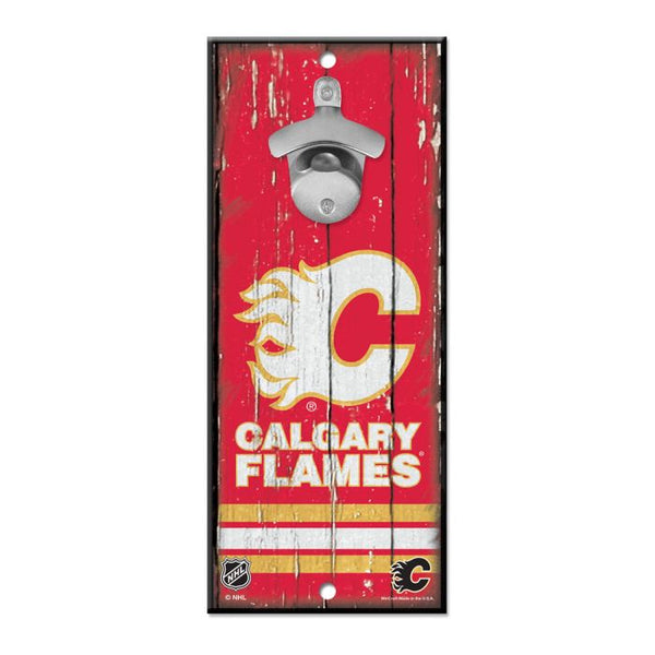 Wholesale-Calgary Flames Bottle Opener Sign 5x11