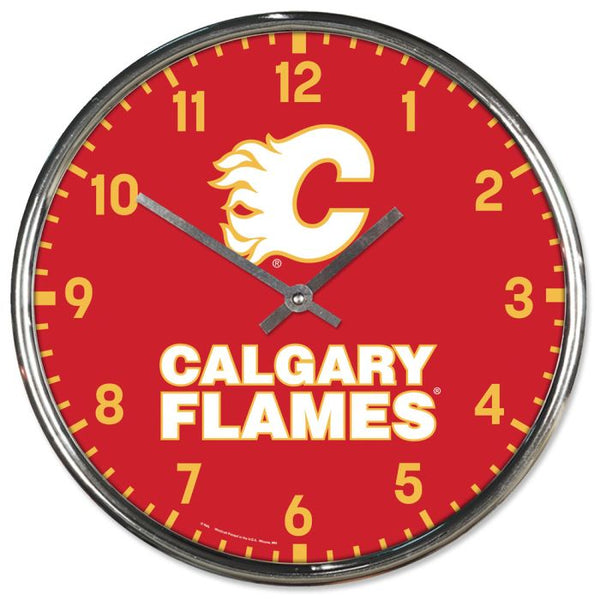 Wholesale-Calgary Flames Chrome Clock